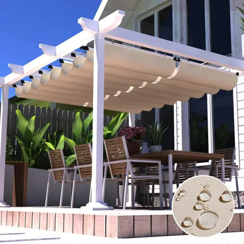 Vista 2 de Cubierta de Sombra para Pérgola de 3'×4' Impermeable Retráctil Toldo de Repuesto para Pérgola Vela de Sombra Deslizante con Herrajes de Cable