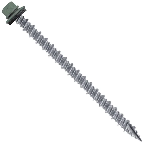 Vista 119 de Tornillos para techos de metal gris ABC 10 x 1 - Cabezal hexagonal - Arandela EPDM - Arandela de arranque automático/roscado - 1 bolsa - 250