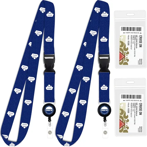 Vista 23 de Cordón de crucero de Cruise On para tarjetas de barco – Paquete de 2 con insignia retráctil y soporte impermeable para tarjetas de llave
