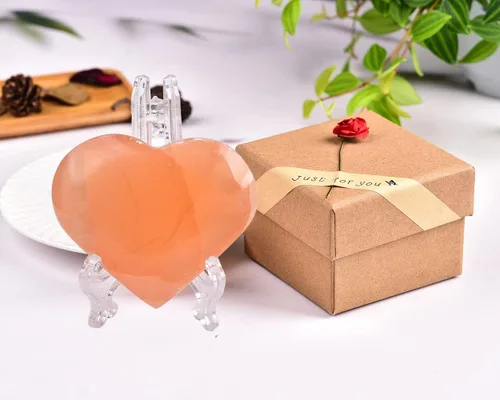 Vista 14 de JIC Gem Geoda de ágata de cristal de corazón grande, piedra de preocupación de palma drusa, cristales de reiki y piedras curativas 3.1-3.5 pulgadas
