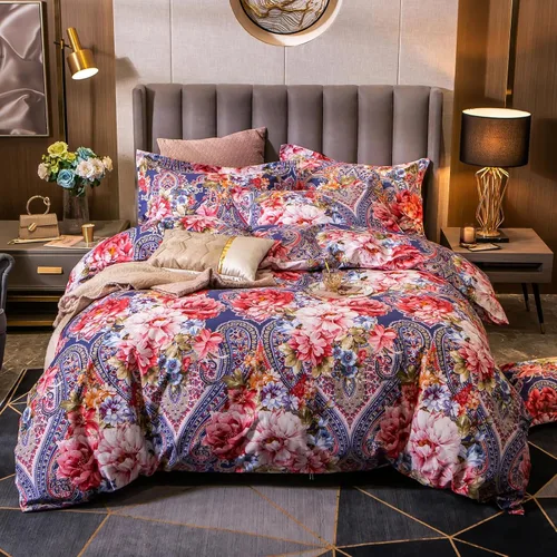 Vista 22 de ABREEZE Juego de ropa de cama de 3 piezas, estilo bohemio, retro, étnico, vintage, floral, ropa de cama bohemia, 100% algodón cepillado, damasco