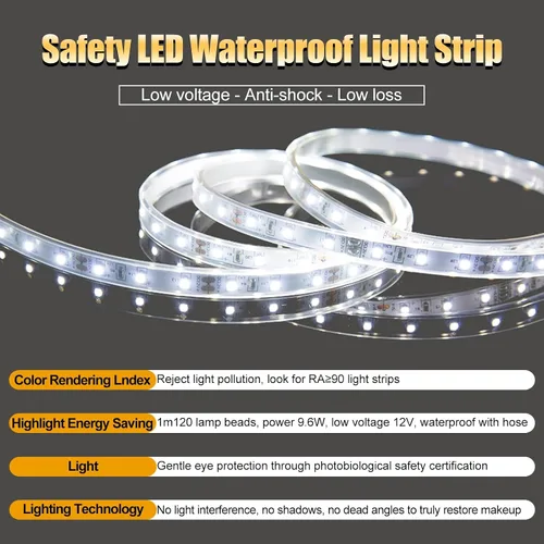 Vista 4 de Espejo de baño LED redondo con luces retroiluminadas de 3 colores con luz, espejo de tocador con luces círculo antivaho iluminado espejo grande