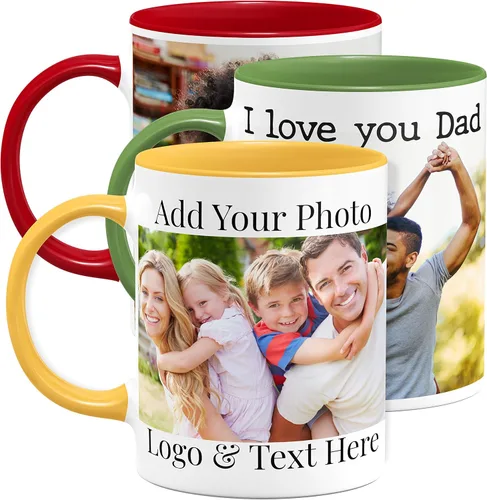 Vista 21 de Tazas de café con foto personalizada, 11 onzas, color negro con imagen, texto, regalos personalizados, taza de cerámica personalizada, gran regalo