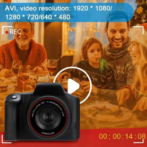 Vista 2 de Acuvar Cámara digital de 16MP mini estilo SLR compacta con pantalla LCD de 2.4”, zoom 16X, sensor CMOS – Cámara de punto y disparo para vlogging