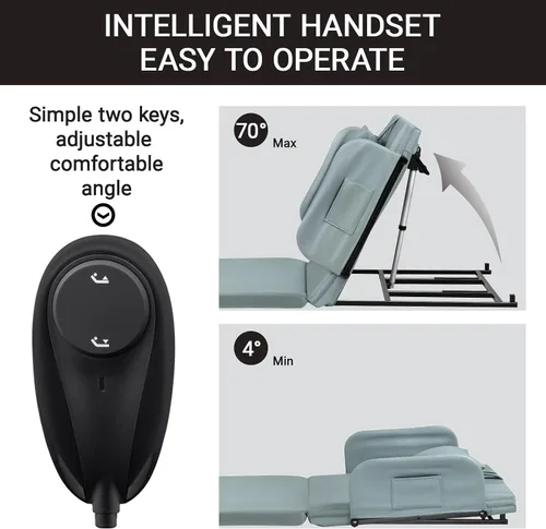 Vista 4 de Respaldo de Cama Elevable - Cuña de Cama Eléctrica Ajustable con Colchón para Cama y Funda de Almohada para Ancianos, Pacientes, Mujeres Embarazadas