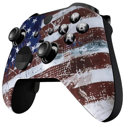 Vista 5 de eXtremeRate Impression US Flag Replacement Faceplate Cover for Xbox One Elite Controller Series 2 (Model 1797), Soft Touch Front Housing Shell &