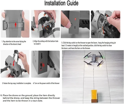 Vista 6 de Sistema Airdrop para DJI Air 3 Dispositivo de transporte de entrega de carga útil para drones Pesca Regalo de boda Accesorios de caída de aire