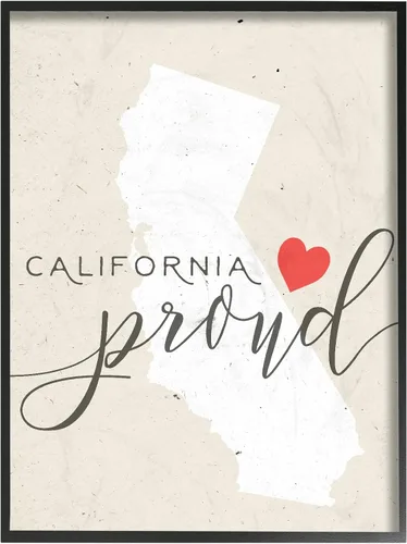 Vista 7 de Stupell Industries California Proud with Heart Framed Giclée Arte Texturizado Multicolor Stupell Industries Negro, 11 x 14 pulgadas, fácil