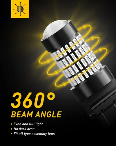 Vista 2 de Auxito Focos LED 3157 mejorados, rojo, 500% más brillantes, 3056, 3156, 3057, 4157, chip 102-SMD, proyector para luces de freno, freno trasero, Rojo