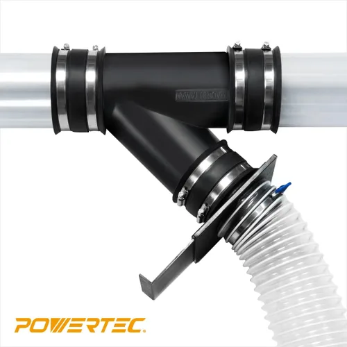 Vista 4 de POWERTEC 70149-P6 - Manguito flexible de control de polvo de 4 pulgadas con abrazaderas de manguera de acero, conector de manguera, acoplador