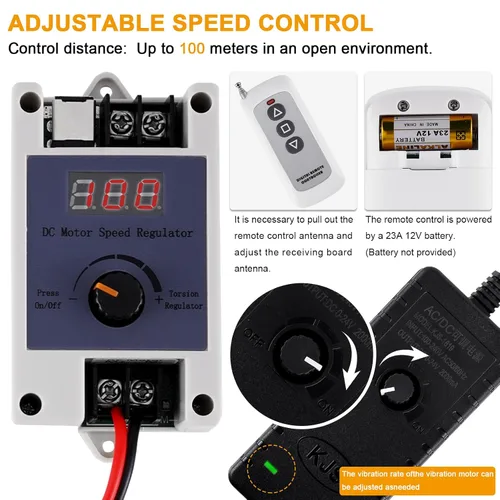 Vista 3 de JIAWANSHUN Motor de Vibración DC24V, Motor Rotativo de Tamiz de 3800RPM para Cama de Masaje, con Adaptador de Velocidad Ajustable y Control Remoto