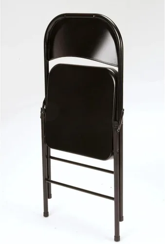 Vista 4 de Silla plegable de acero, marco de doble apoyo, negro, 30.4 x 18.3 pulgadas