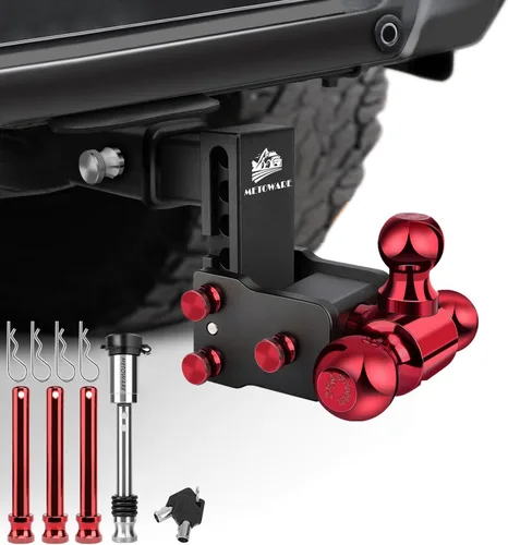 Vista 9 de METOWARE Enganche de remolque ajustable para receptor de 2" Tri-Ball 4 Negro