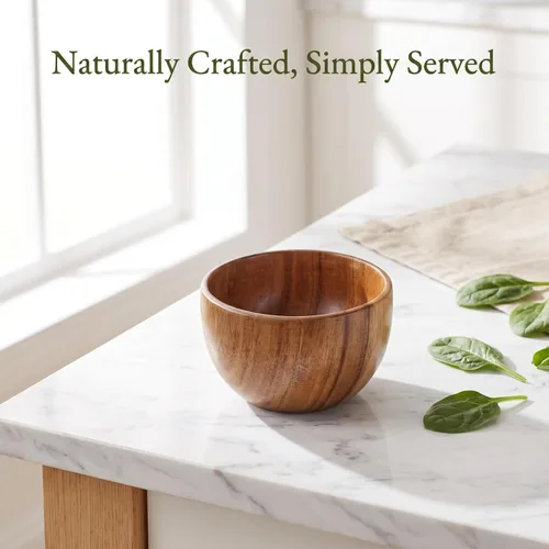 Vista 9 de Cabilock Ensaladera de madera, 4.3 X 2.4 in, Fruta y Snack Bowl Wooden Profile Serves Fruit, Snacks and Small Salads Neatly for Breakfast Tables