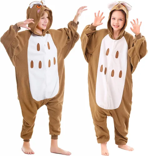 Vista 6 de Pijama de una pieza Canasour, mono de mapache, talla 4-10, unisex, para niño, Azul Lechuza