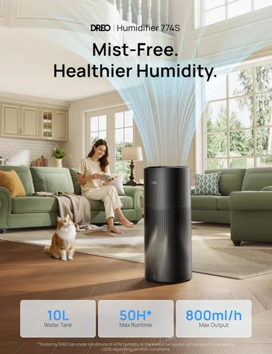 Vista 2 de DREO Humidificador Evaporativo Inteligente para Habitación Grande hasta 1000 pies², Humidificador de Aire de Alta Salida 800ml/h para Dormitorio