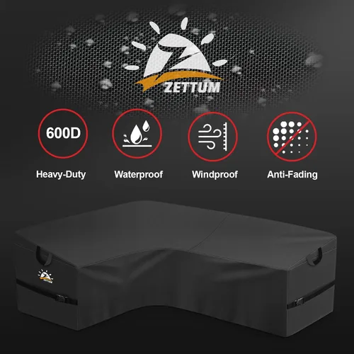Vista 5 de Zettum Funda seccional en forma de L para exteriores, funda de sofá modular 600D para patio, fundas impermeables para muebles de patio para sofá