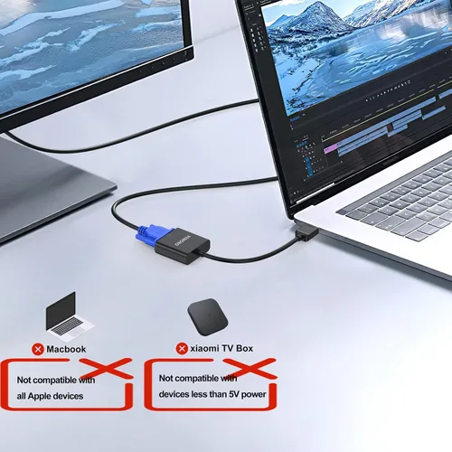 Vista 7 de FEMORO Adaptador HDMI a VGA, paquete de 10 unidades, adaptadores de convertidor de cable HDMI VGA macho a hembra para monitor, PC, portátil