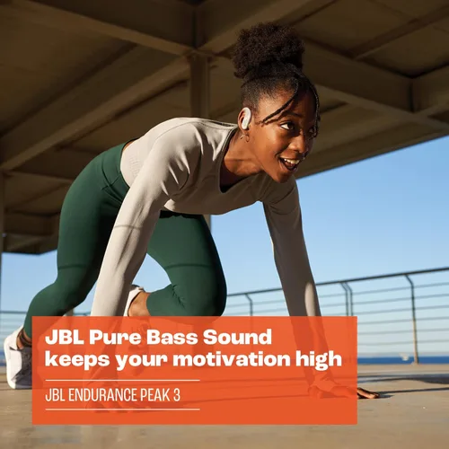 Vista 5 de JBL Endurance Peak 3 - Audífonos verdaderos inalámbricos resistentes al polvo y al agua (IP68), sonido JBL Pure Bass, hasta 50 horas totales