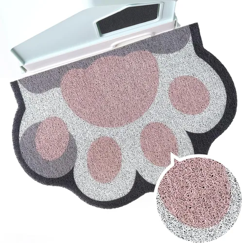 Vista 15 de Bonita alfombra de arena para gatos de 24 x 19 pulgadas, tapete para caja de arena, suave para patas de gatito, fácil de limpiar, antideslizante