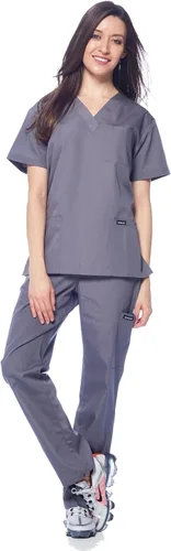 Vista 2 de Dagacci Scrubs Uniforme Médico para Mujeres y Hombres Conjunto de Scrubs Médicos Top y Pantalones