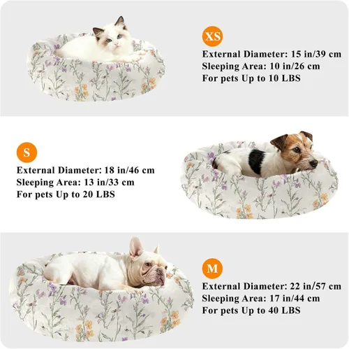 Vista 6 de Pet Dog Beds Anti-Slip Fluffy Dog & Cat Cushion for Small Size Pets Sleeping XS Retro Snapdragon Neutral