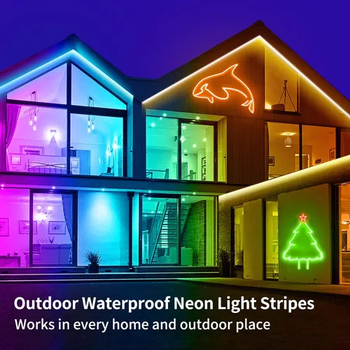 Vista 5 de segrass Cuerda de luz de neón de 16.4 pies, cuerda de luces LED flexible con control por aplicación/control remoto, luces de cuerda de múltiples