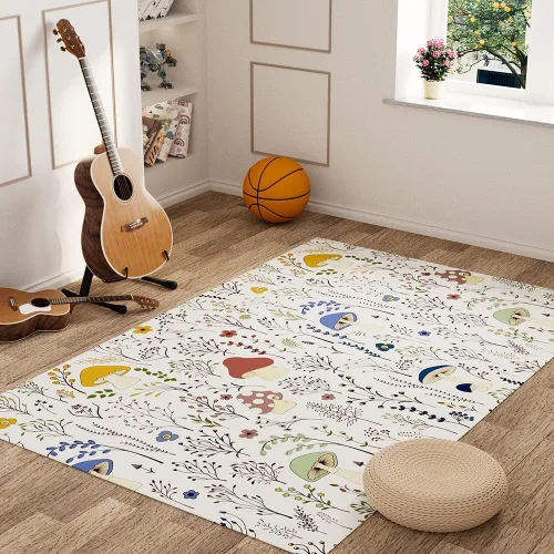 Vista 4 de Alfombra de área con patrón de cancha de baloncesto, moderna, de franela, de microfibra, antideslizante, para sala de estar, dormitorio, 7 x 5 pies