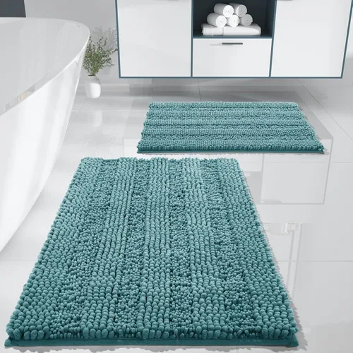 Vista 19 de Yimobra Juego de 2 alfombras de baño de felpilla suave y absorbente y alfombra para inodoro en forma de U, antideslizante, lavable a máquina