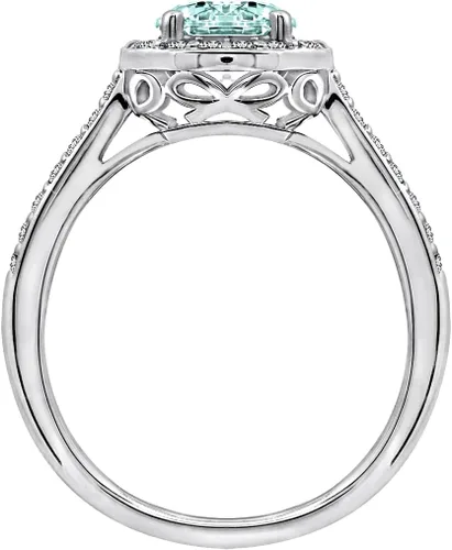Vista 2 de Tienda Collection Platinum or Gold Plated Sterling Silver Round Halo Ring Made with Infinite Elements Zirconia