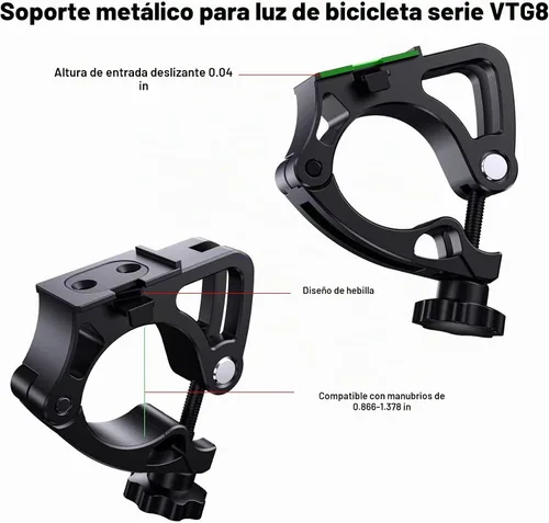 Vista 5 de VICTAGEN Soporte de repuesto para luces de bicicleta modelo VTG8 VTG8Shield B3, base de montaje de faros de bicicleta, soporte de luz de bicicleta