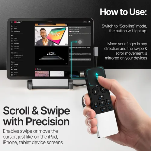 Vista 2 de TNP - Control remoto Bluetooth para iPad iPhone - Trackpad Presentador multimedia para iOS Mac Android Tablet PC - Obturador de cámara inalámbrico