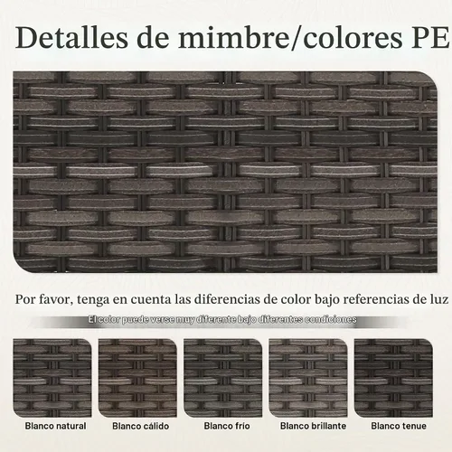 Vista 7 de Sofá de mimbre para patio al aire libre, sofá de 3 plazas, sofá de ratán con asiento profundo y cojines de olefina, respaldo alto, todo tipo de Azul