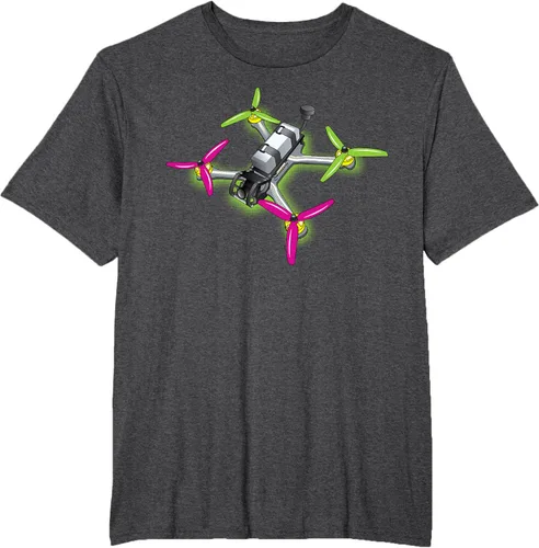 Vista 23 de Freestyle FPV Racing Drone Pilot Acro Quadcopter - Camiseta de sandía, Negro, S