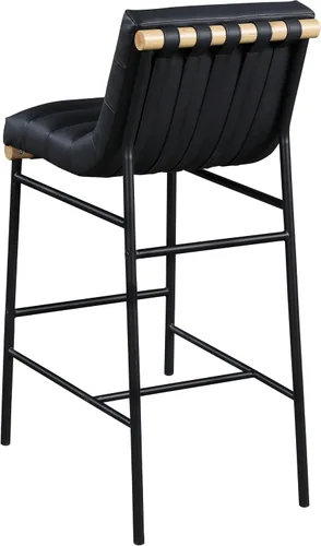 Vista 5 de Meridian Furniture 846Black-C Burke Collection Modern Taburete de bar contemporáneo con cuero vegano negro suave, marco de metal negro mate