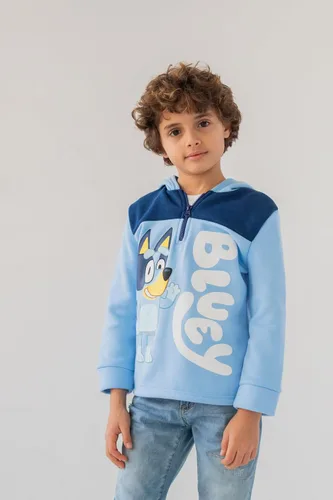 Vista 5 de Bluey Sudadera con capucha de forro polar con media cremallera para niños pequeños y grandes