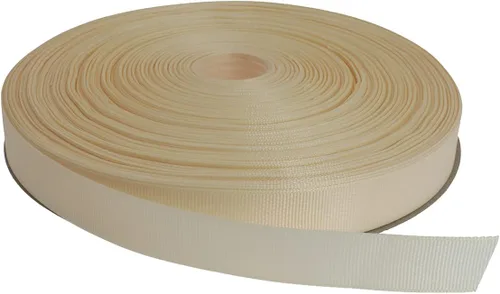 Vista 41 de Cinta de grogrén sólido de 100 yardas cada rollo, 100% poliéster (1/4", beige)