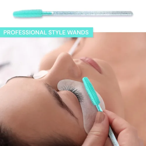 Vista 4 de 50 varitas desechables de silicona para pestañas – Cepillos de extensión de cejas y pestañas, separador de peine, herramienta de microblading