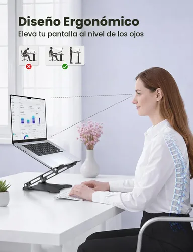 Vista 3 de LOXP Soporte ajustable para computadora portátil para escritorio, soporte