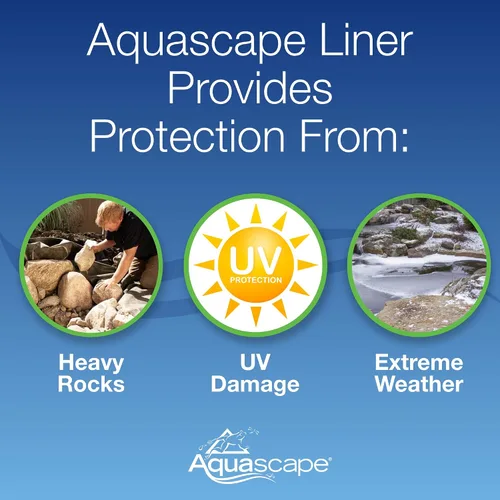 Vista 4 de Aquascape PRO Grade 45 MIL revestimiento para estanque seguro para peces, 5 x 10 pies, 50 pies cuadrados, Negro