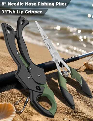 Vista 7 de Fish Gripper 9.2 pulgadas, cortador de línea multifunción, alicates de pesca, kit de herramientas de pesca de agua salada, equipo de pesca