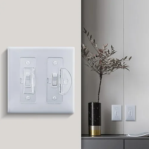 Vista 6 de Roxiuc Protector de interruptor – Protector de cubierta para interruptor de luz – A prueba de niños – Transparente (4 piezas) – Compatible