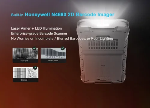 Vista 4 de Vanquisher Tablet PC resistente de 6.5 pulgadas, Windows 11 IOT Enterprise OS, PDA de mano con escáner de código de barras Honeywell N4680, NFC