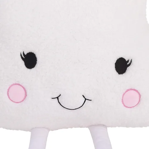 Vista 2 de Little Love by NoJo - Almohada decorativa con forma de nube blanca con cara bordada rosa y bailarina