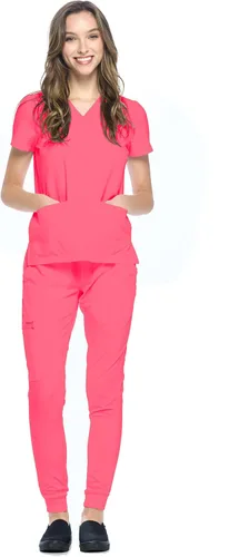 Vista 25 de Dagacci Medical Uniform® Women's V-Neck Jogger Scrubs Negro
