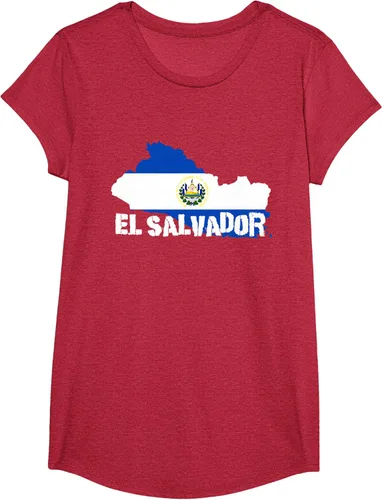 Vista 54 de Camiseta con la bandera de El Salvador, mapa de El Salvador, camiseta de Salvador para mujer, Negro