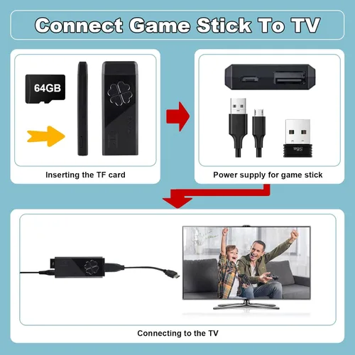 Vista 4 de Palo de juego retro integrado con más de 10000 juegos clásicos, 9 emuladores, consola de juegos de TV con salida HDMI, consola HD con controladores
