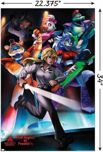 Vista 3 de Trends International Five Nights at Freddy's: Security Breach - Póster de pared grupal, 22.375 x 34 pulgadas, versión sin marco