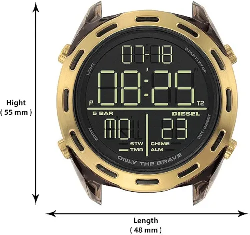 Vista 11 de Diesel Crusher Digital para hombre tamaño de caja de 1811in reloj de nailon dorado correa Oro Correa