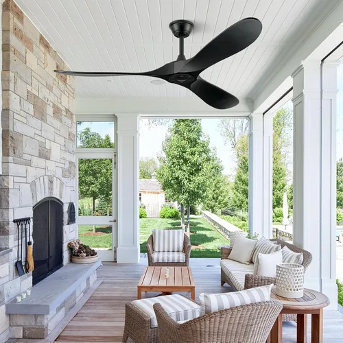 Vista 2 de Ventiladores de techo ABZ sin luces - Ventiladores de techo modernos de 52 pulgadas sin luces con control remoto, ventiladores de techo de 3 aspas